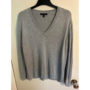 Banana Republic Sweater Sparkle Silver Long Sleeve Knit Gray Women's Large‎